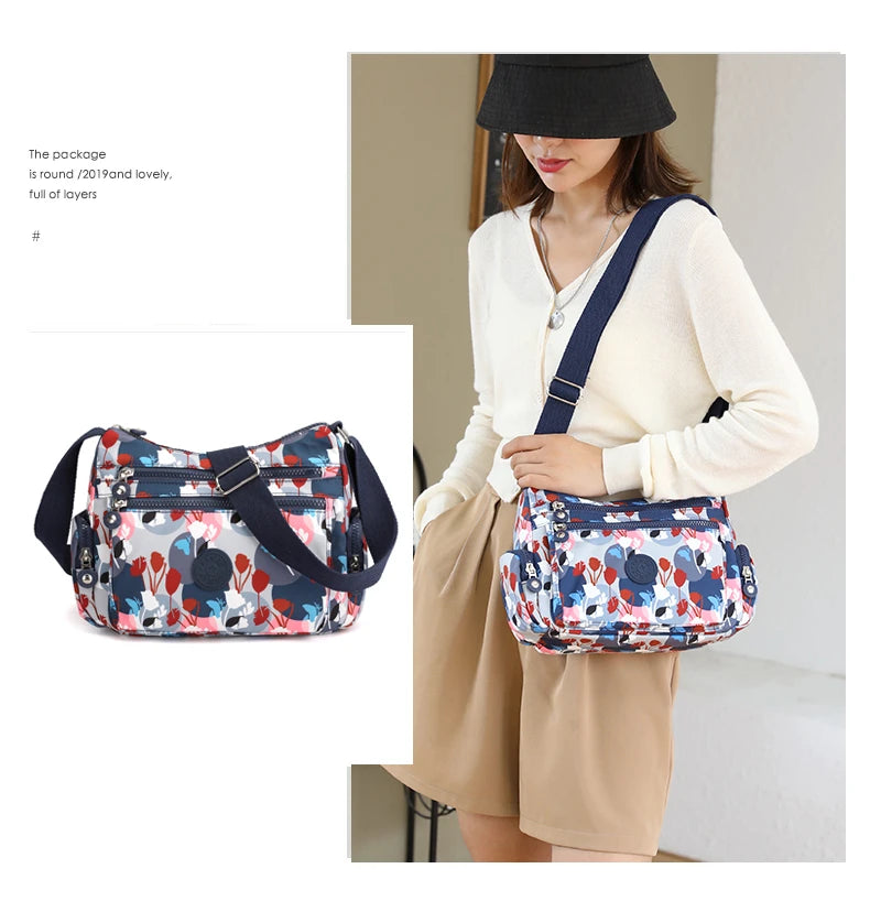 Women Shoulder Bag Handbag Nylon Waterproof CrossBody Bag Ladies Messenger Bag