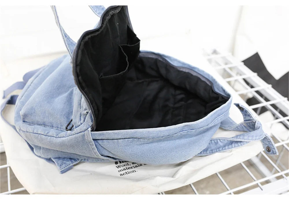 Women's Denim Backpack Personalized Gift Bag Embroidered Name Kids Adult Shoulder Bags Simple College Student Denim Schoolbag