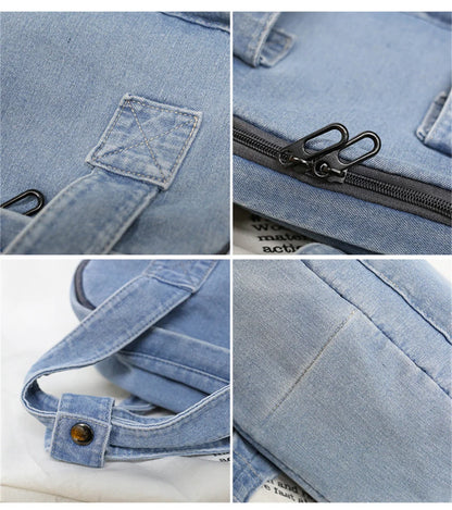 Women's Denim Backpack Personalized Gift Bag Embroidered Name Kids Adult Shoulder Bags Simple College Student Denim Schoolbag