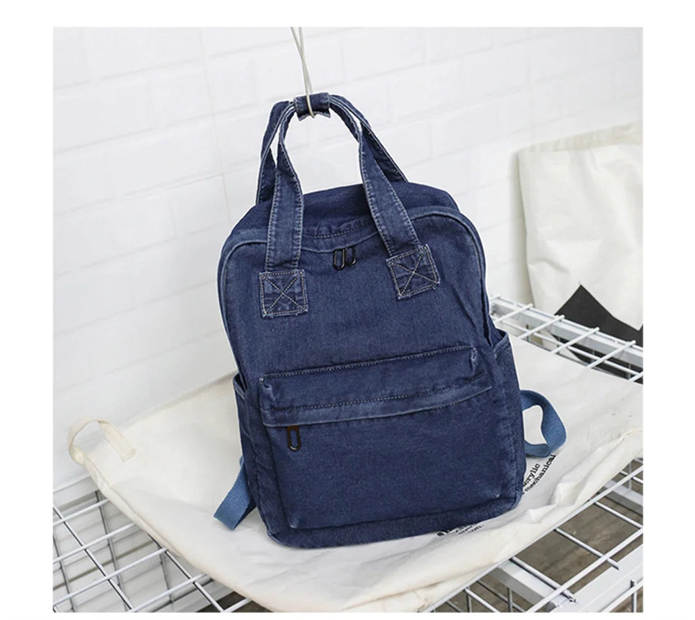 Women's Denim Backpack Personalized Gift Bag Embroidered Name Kids Adult Shoulder Bags Simple College Student Denim Schoolbag
