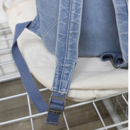 Women's Denim Backpack Personalized Gift Bag Embroidered Name Kids Adult Shoulder Bags Simple College Student Denim Schoolbag