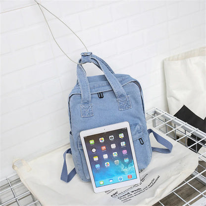 Women's Denim Backpack Personalized Gift Bag Embroidered Name Kids Adult Shoulder Bags Simple College Student Denim Schoolbag