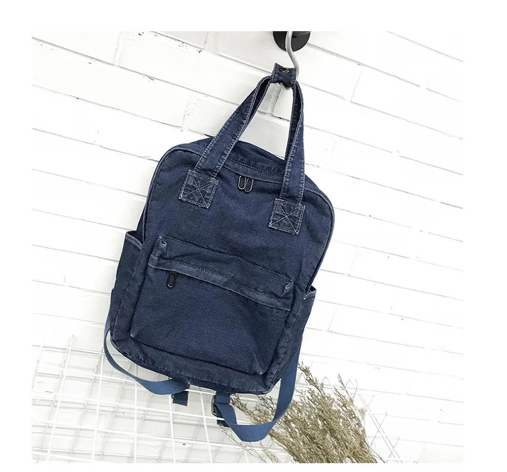 Women's Denim Backpack Personalized Gift Bag Embroidered Name Kids Adult Shoulder Bags Simple College Student Denim Schoolbag