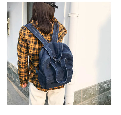 Women's Denim Backpack Personalized Gift Bag Embroidered Name Kids Adult Shoulder Bags Simple College Student Denim Schoolbag